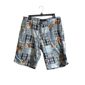 Vtg Y2K Old Navy Madras Plaid Cargo Shorts Men 33 Hawaiian Patchwork